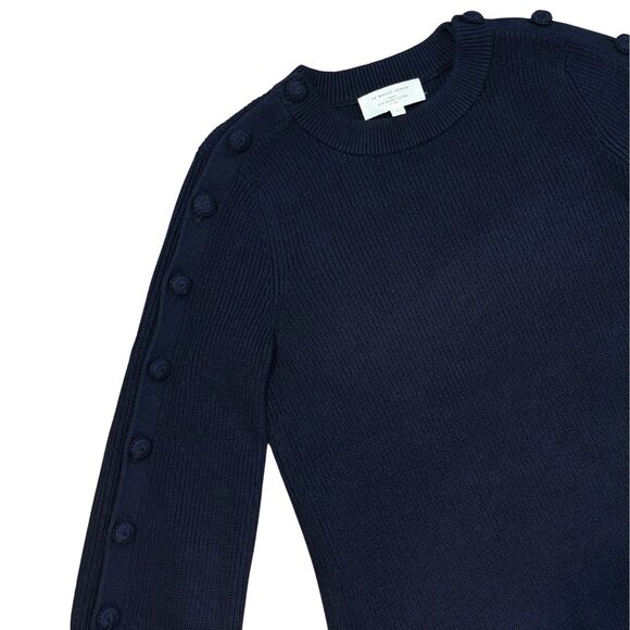 SEZANE Adel Jumper Sweater Buttons Navy $175 LIKE NEW S - Picture 4 of 8